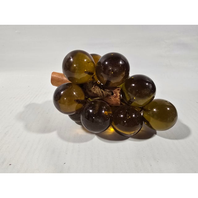 1960s Acrylic Lucite Glass Grapes on Driftwood Cluster Mid Century Modern Avacado Green For Sale - Image 5 of 6