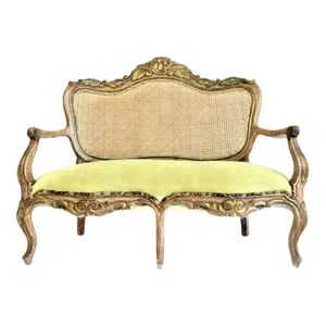 Late 18th Century Spanish Colonial Antique Gilt and Painted Gesso Frame Settee