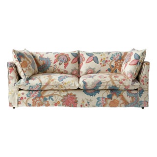 Sophie Conran Coco 3 Seater Sofa - Kitty Indian Summer with Contrast Welt Knife Edge Cushion For Sale
