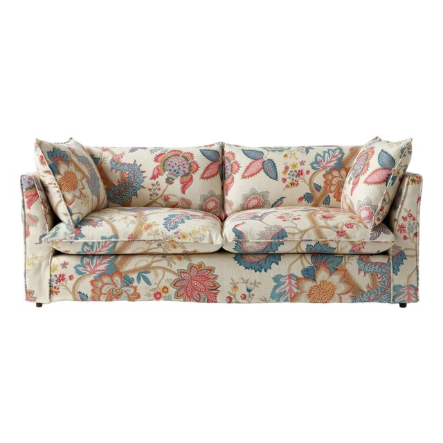 Sophie Conran Coco 3 Seater Sofa - Kitty Indian Summer with Contrast Welt Knife Edge Cushion For Sale