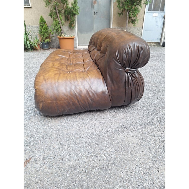 Brown Soriana 2-Seater Sofa in Brown Leather by Afra and Tobia Scarpa for Cassina, 1960s For Sale - Image 8 of 18