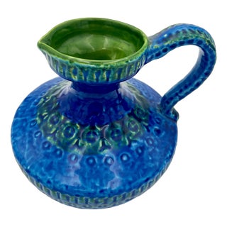 Rimini Blue Ceramic Pitcher Vase by Aldo Londi for Bitossi, 1960s For Sale
