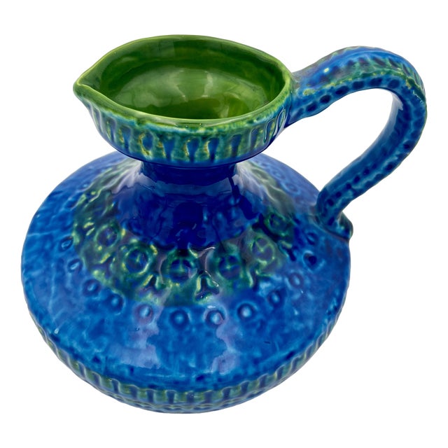 Rimini Blue Ceramic Pitcher Vase by Aldo Londi for Bitossi, 1960s For Sale