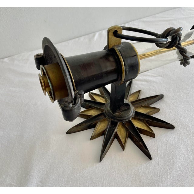 Large 1950s Torchiere Wall Lamp in Iron and Bronze in the Gilbert Poillerat Style For Sale - Image 4 of 13