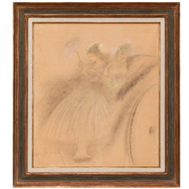 Louis Icart Louis Icart, French, 1888-1950 Ladies in a Carriage Pastel on Paper For Sale - Image 4 of 4