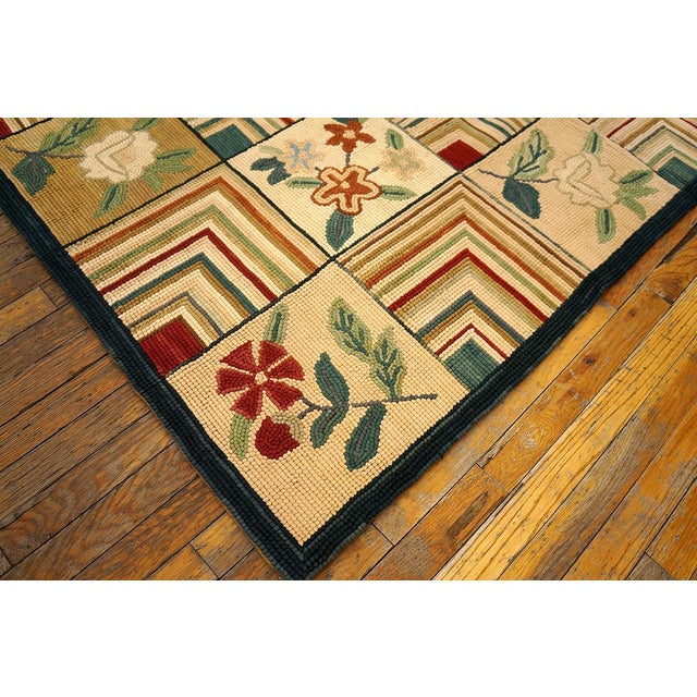 2000s Multicolor Floral Folk Art Modern Contemporary American Hooked Rug 8' X 10' Handwoven Wool Carpet For Sale In New York - Image 6 of 6