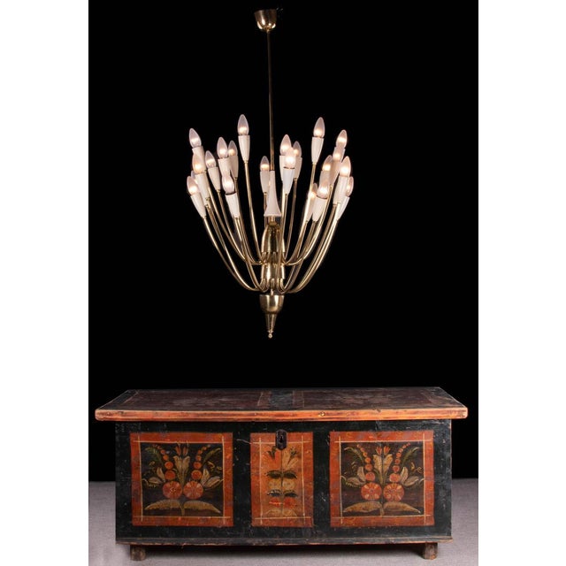 Cream Austrian Monumental Sputnik Chandelier in Enamel & Brass from Kalmar, 1950s For Sale - Image 8 of 11