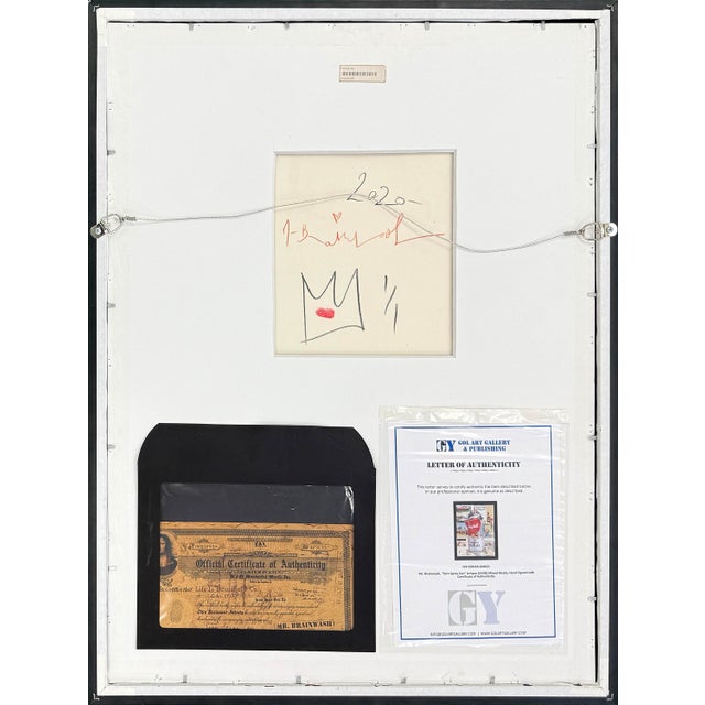 Street Art Mr. Brainwash, Torn Spray Can, Unique 1/1 Mixed Media Painting on Paper, Framed, Coa, 2022 For Sale - Image 3 of 3