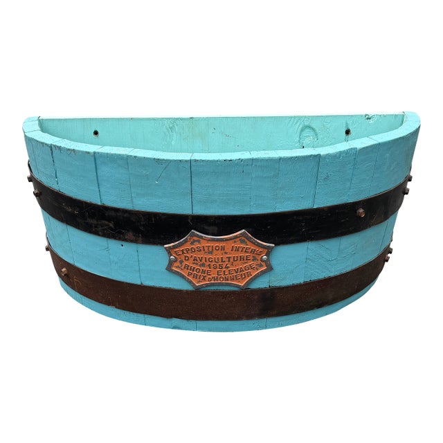 Mid 20th Century Tiffany Blue French Planter W/ Plaque For Sale