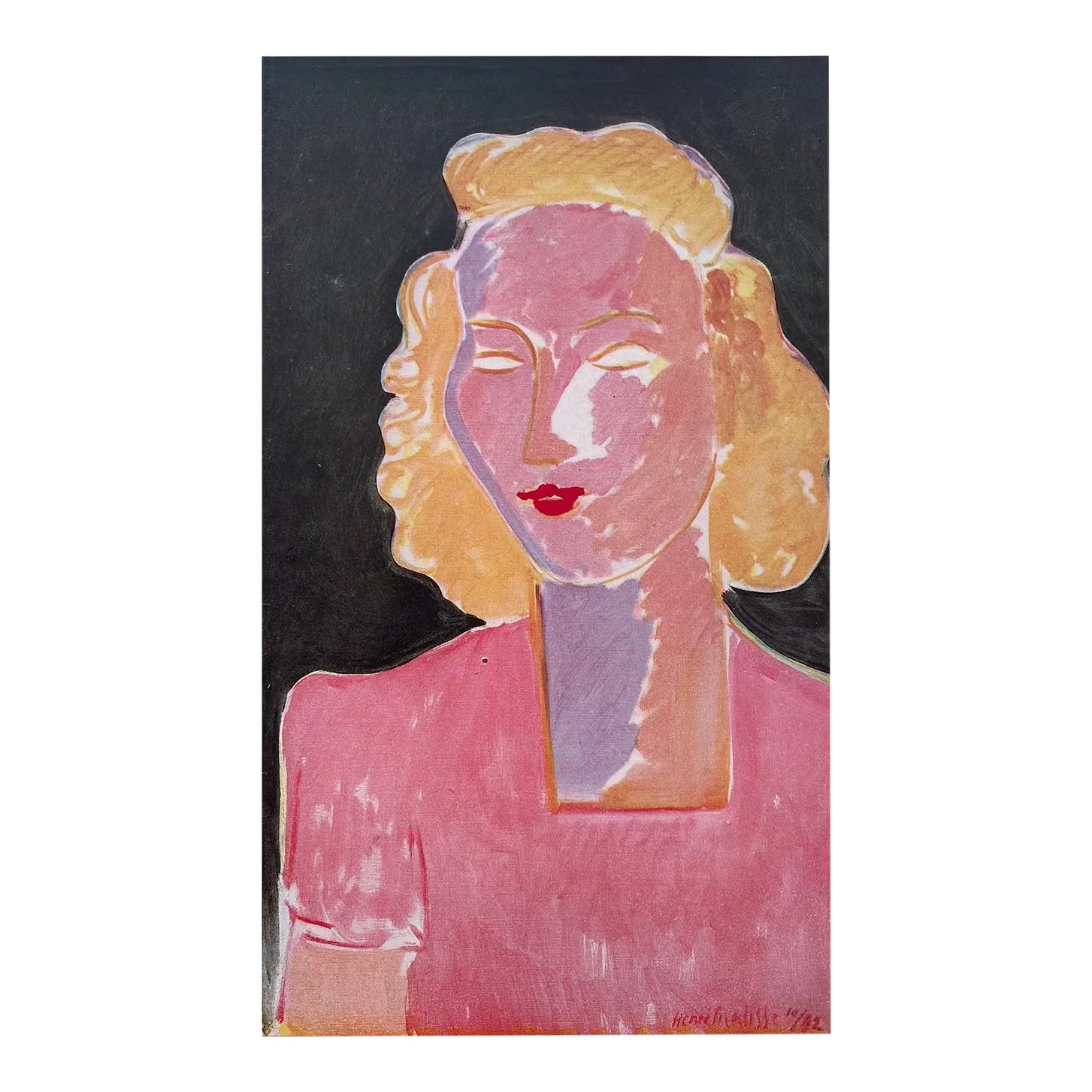 Henri Matisse、JEUNE FEMME、海外版超希少レゾネ、新品額付 henri-matisse-vintage-1946-