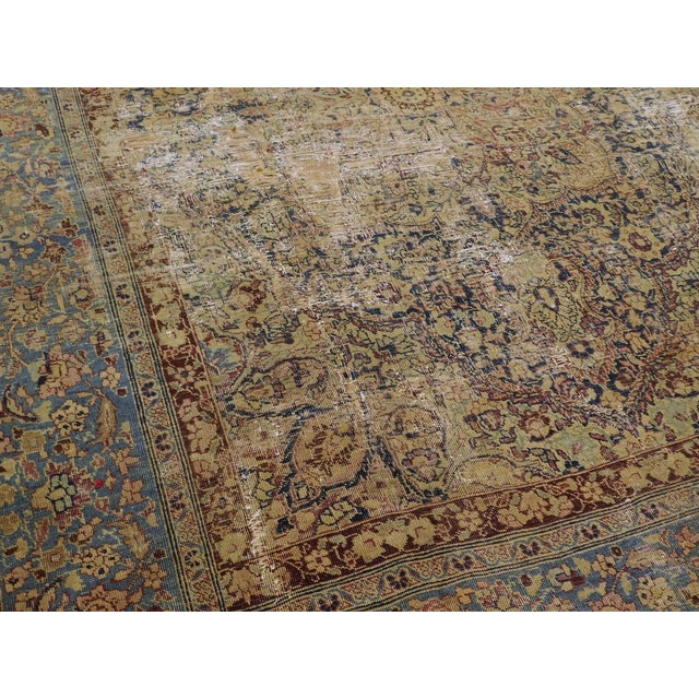Traditional Distressed Antique Persian Kerman Rug. 7'1"x 9'7" For Sale - Image 3 of 18