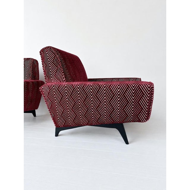 Armchairs in Geometric Velvet, 1950s, Set of 2 For Sale - Image 6 of 10