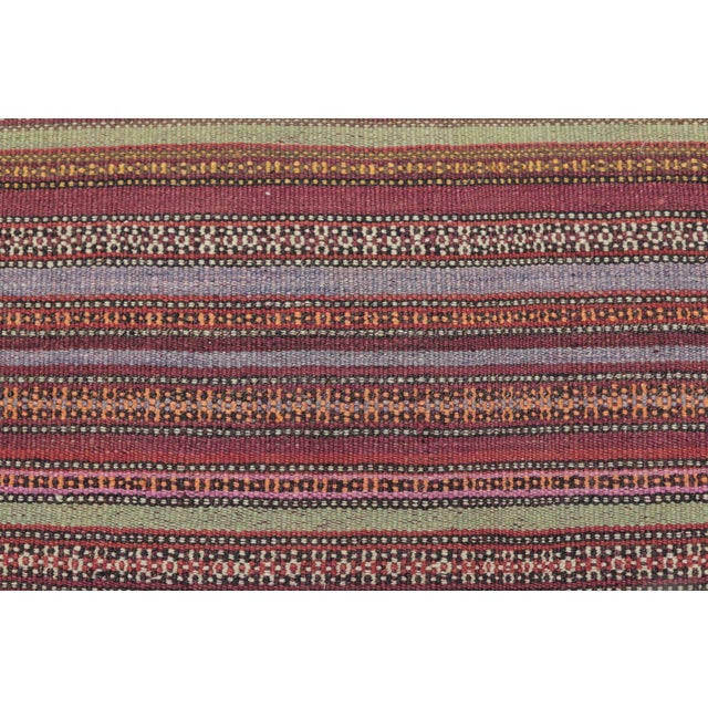 Textile 1960s Vintage Striped Very Old Natural Wool Kilim Runner Rug For Sale - Image 7 of 13