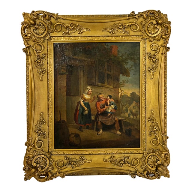 19th Century Continental Genre Oil Painting For Sale