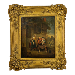 19th Century Continental Genre Oil Painting