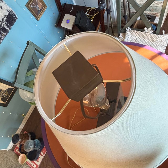 2000 - 2009 Set of 2 Vintage Robert Abbey Solid Brass Donut Table Lamps Circa 2000 For Sale - Image 5 of 12