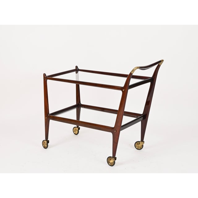 Large Wood and Brass Mod. 58 Bar Cart, Italy, 1952 For Sale - Image 14 of 18