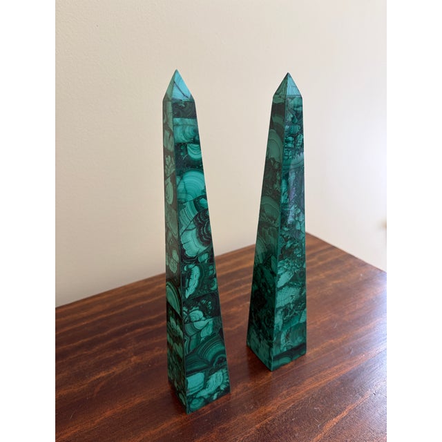 Grand Tour Neoclassical Grand Tour Malachite Obelisks, Pair For Sale - Image 3 of 10