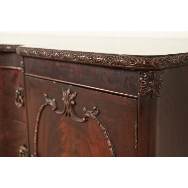 Romweber Antique Chippendale Flame Mahogany Serpentine Front Sideboard Credenza, Circa 1920s For Sale - Image 9 of 13