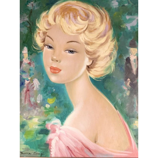 Lucia Longi, Portrait of a Young Woman, Oil on Canvas, 1950s For Sale