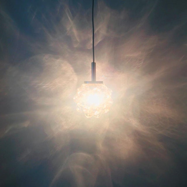 Metal Mid-Century Modern Amber Bubble Glass Ceiling Light attributed to Helena Tynell for Limburg, Germany, 1960s For Sale - Image 7 of 10