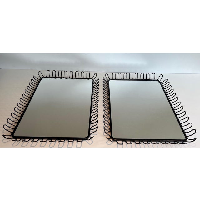 Black Lacquered Metal Mirrors Circa 1980 - a Pair For Sale - Image 10 of 12