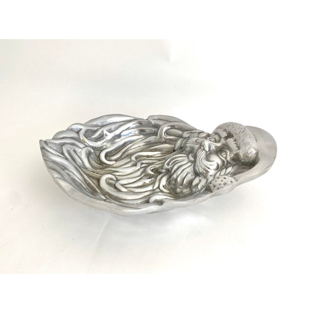 1990s Pewter Santa Bowl Tray For Sale - Image 4 of 7