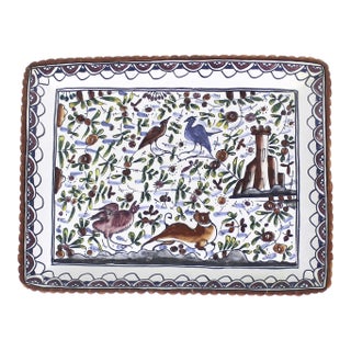 Vintage Portuguese Ceramic Plate Hand Painted For Sale