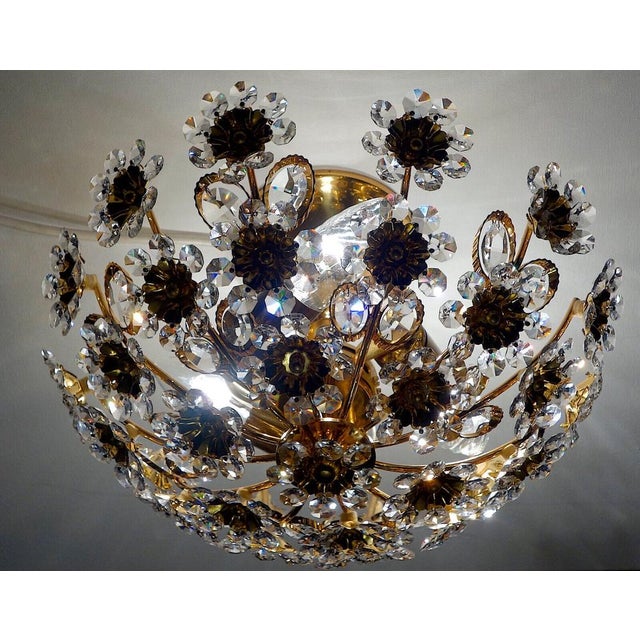 Gilded Brass Lead Crystal Crystal Candlestick from Palwa, 1970s For Sale - Image 11 of 18