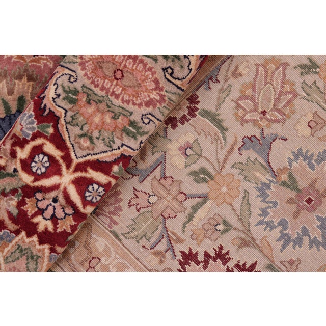 Textile 1990's Floral Pak-Persian Taupe/Red Wool Rug - 7'9'' X 10'7'' For Sale - Image 7 of 9