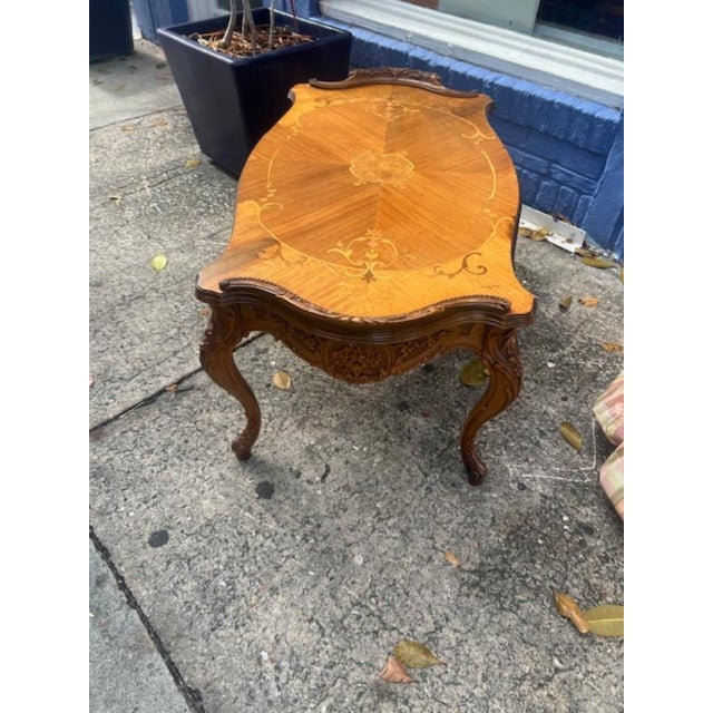 1940s Antique 1940s Italian Walnut Hand-Carved Coffee Table For Sale - Image 5 of 5