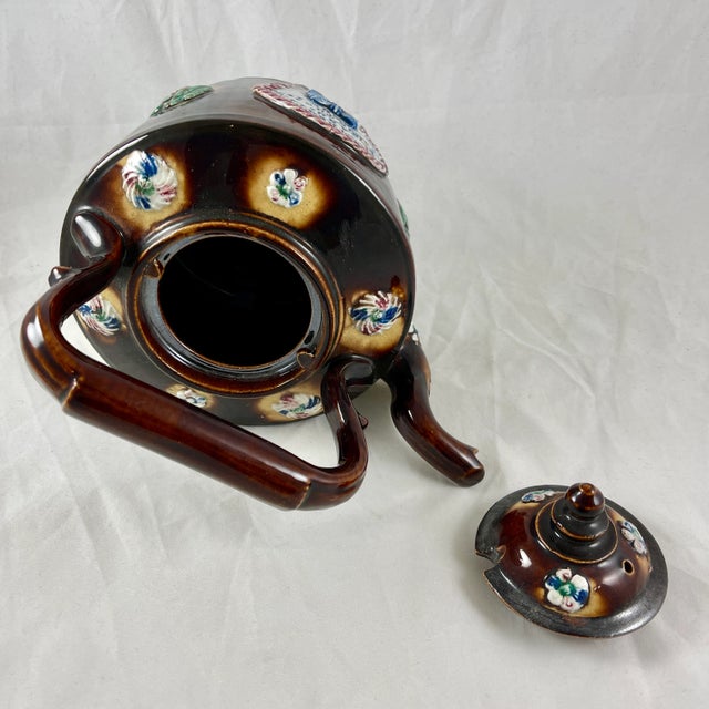 English Measham Bargeware Blue Ribbon Teetotaler Temperance Motto Tea Kettle For Sale - Image 11 of 13