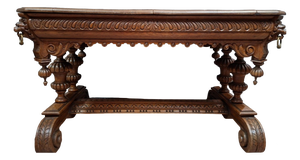 Renaissance Dining Table in Carved Oak, 1800s
