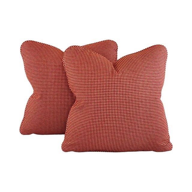 Textile Designer P Kaufmann Waverly Red & Cream French Country Gingham Check Pillow Covers- Pair For Sale - Image 7 of 7