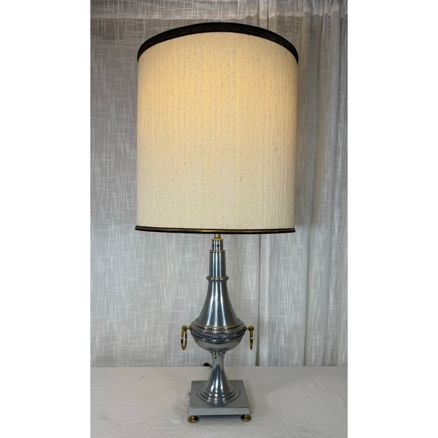 Silver Vintage Regency Neoclassical Urn Shape Torchiere Table Lamp For Sale - Image 8 of 12