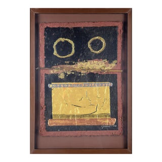 "Double Vision Shadowbox Collage", Contemporary Mixed Media Abstract With Bamboo by Marc Foster Grant For Sale