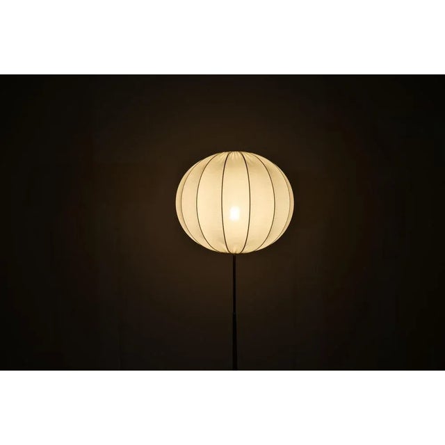 Mid-Century Brass Floor Lamp with Round Cotton Shade from Asea, Sweden, 1960s For Sale - Image 14 of 16