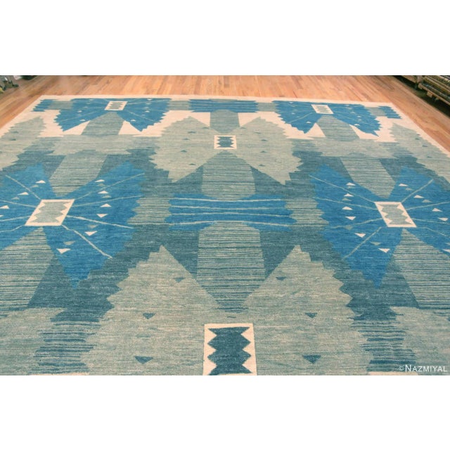 A Captivating and Artistic Large Size Square Shape Modern Geometric Swedish Design Soft Wool Pile Rug, Country Of Origin:...
