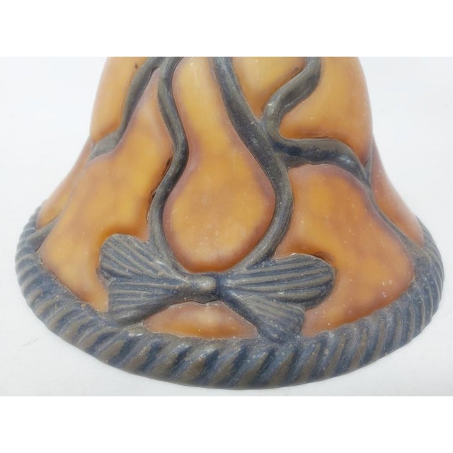 Amber Vintage Meyda Bent Glass Lampshade - Bows - Ribbon - 4" Tall - 8" Diameter For Sale - Image 8 of 12