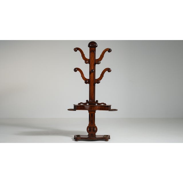 19th Century United Kingdom Victorian Brown Mahogany Coat Rack For Sale - Image 11 of 14