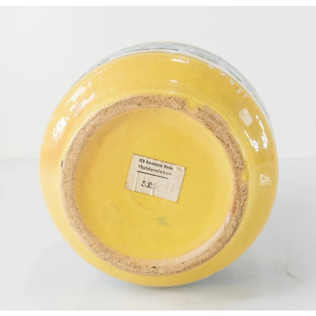 Yellow Vintage German Art Pottery Vase For Sale - Image 8 of 10
