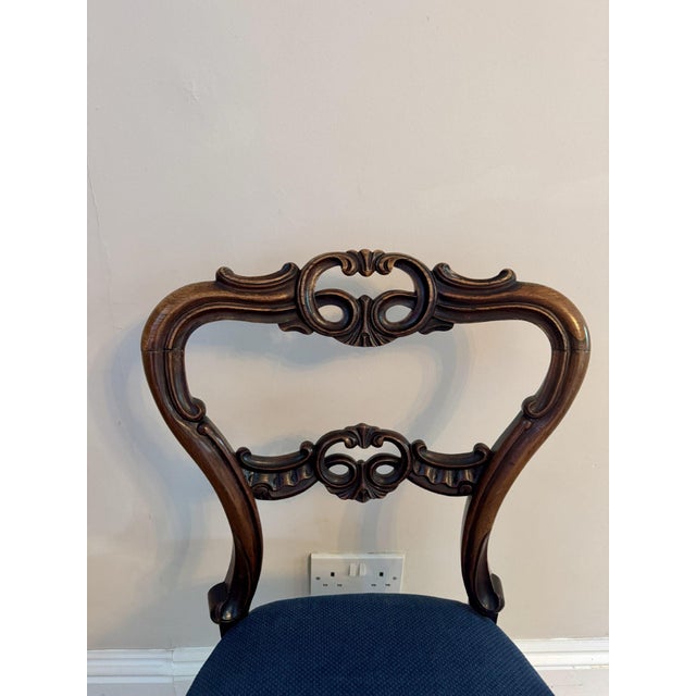 Textile Antique Victorian Rosewood Balloon Back Dining Chairs, 1870, Set of 6 For Sale - Image 7 of 10