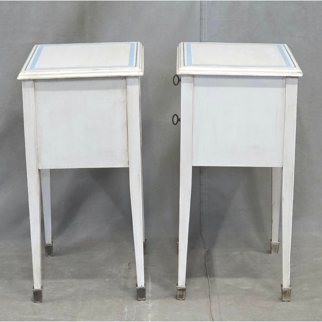 Vintage Mahogany Nightstands With Handpainted Greek Key Motif - A Pair For Sale - Image 13 of 15