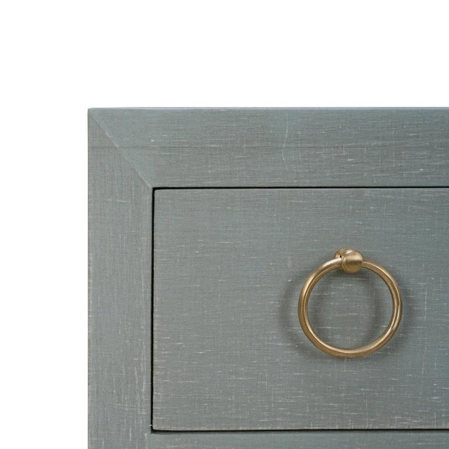 2020s Pale Blue Linen Wrapped Modern Chest of Drawers For Sale - Image 5 of 11