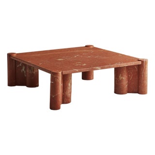 Marble Italian Coffee Table in Rosso Alicante Marble, 1960's For Sale