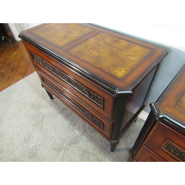 Baker Furniture Company Milling Road by Baker Furniture Pair of Matching Burl Wood Chests For Sale - Image 4 of 12