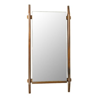 Italian Teakwood and Mirrored Glass Wall Mirror, 1960s For Sale