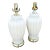 Hollywood Regency White Glass Scalloped Table Laps With Gold Accents - A Pair For Sale