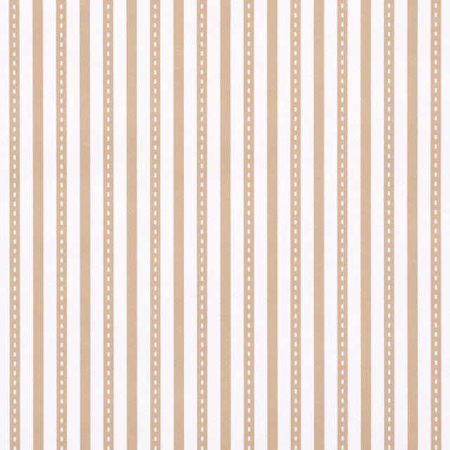 Sample - Schumacher Mathis Ticking Stripe Wallcovering In Neutral For Sale In New York - Image 6 of 6