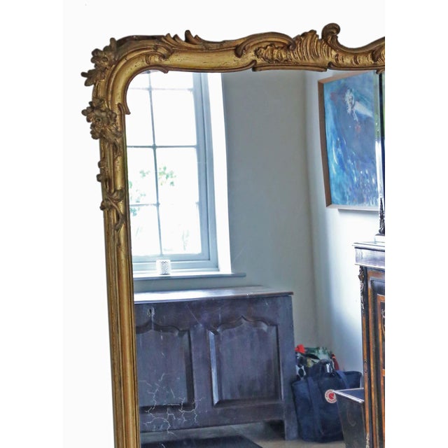 Large Antique Gilt Floor Overmantle Wall Mirror, 1800s For Sale - Image 6 of 10